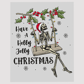 Holly Jolly Skeleton on Swing Christmas Ready to Press DTF Transfer